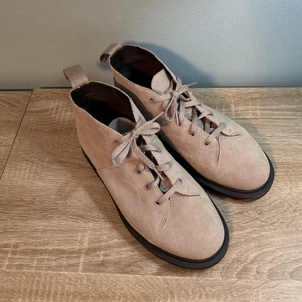 Dr Martens Tan Suede Leather Boots‎ Mens Size 8 Docs Safety Slip Resistant